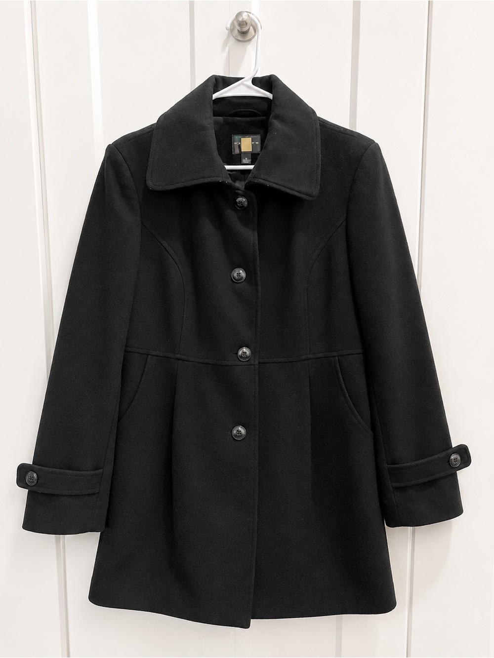 Gallery Women's Black Single-Breasted Wool Pea Coat